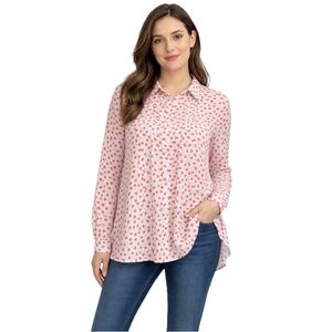 Anthropology, Jane & Delancey, NWT Heart Print Button-Front Top, Size XL